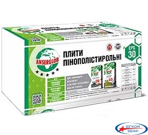 Плити пінополіст. Anserglob EPS-30 9кг/м3 1м х0,5м 20 мм (уп30шт)